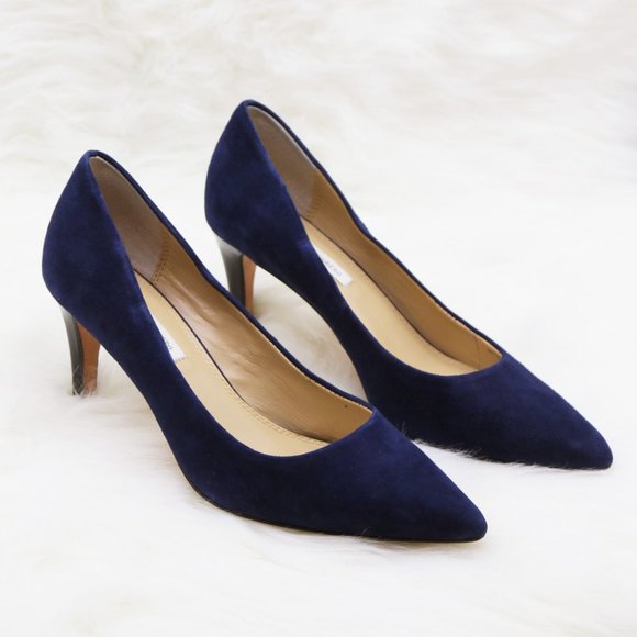 Diane Von Furstenberg Shoes - Diane Von Furstenberg DVF Dark Navy Blue Suede Pointy Toe Pump Heel 7.5 $350